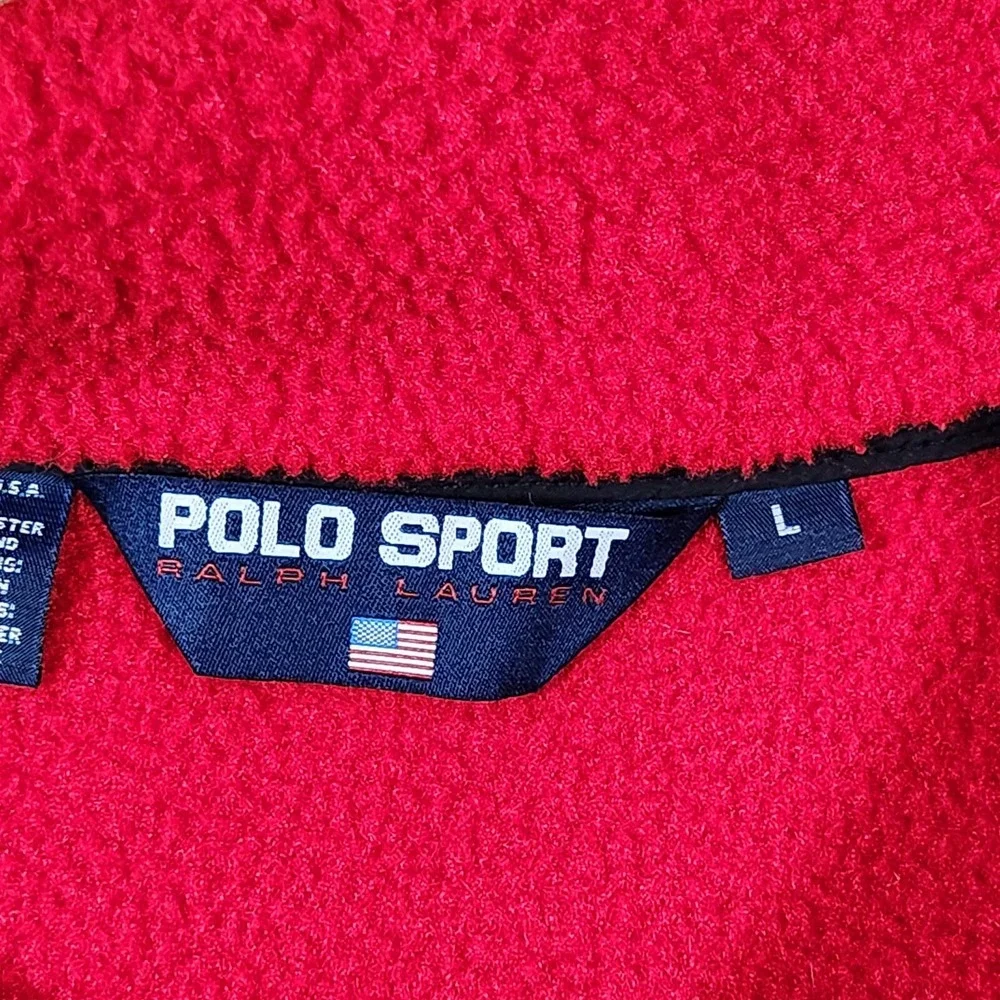 Vintage Ralph Lauren Polo Sport Sweater Mens Large Red Fleece 1/4 Zip 90s